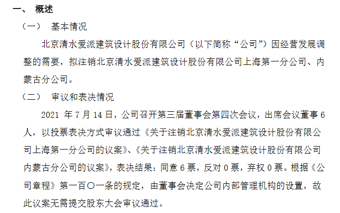 清水愛派擬注銷上海、內蒙古分公司 優化布局降本增效，聚焦核心業務發展